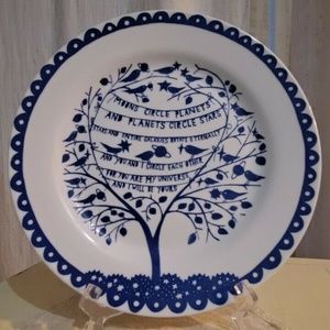ROB RYAN "SPRING" Plate Blue & White 9"